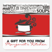 色カスタム料理ポットカーリング蒸気ギフトラベル スクエアシール (正面)