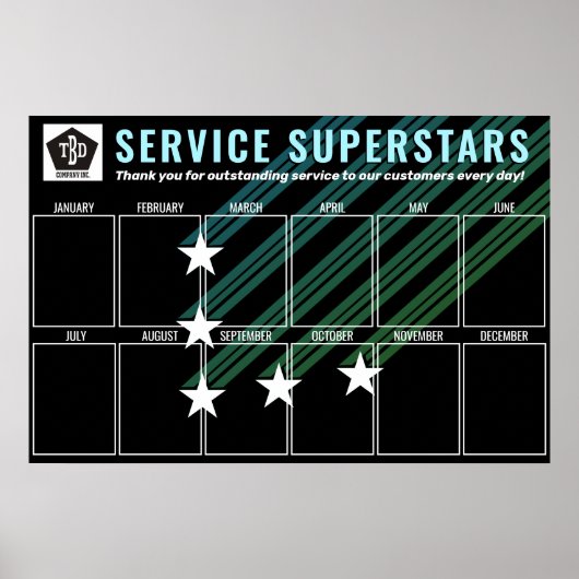 色カスタム星の写真の従業員 ポスター (正面)