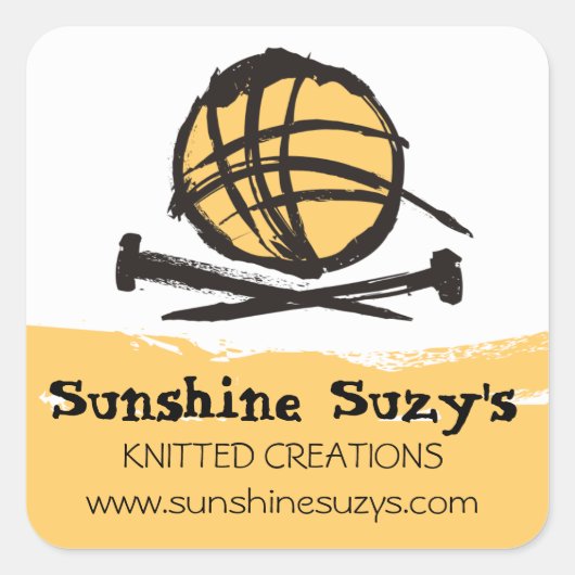 色カスタム編み物針糸インクブロ スクエアシール (正面)