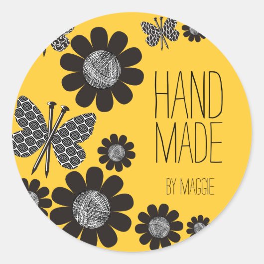 色カスタム蝶編み物針糸 ラウンドシール (正面)