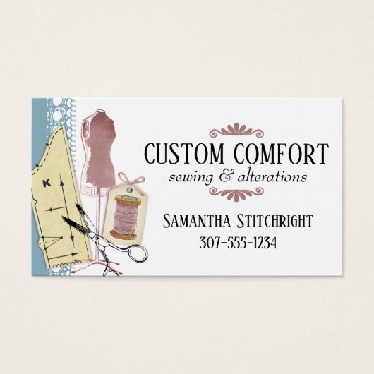 色カスタム裁縫模様ドレスダミーギフトラベル (正面)