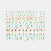 色カッコいい名のパターンを持つホワイトブランケット フリースブランケット (正面(横))