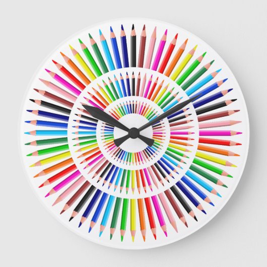 色カッコいい鉛筆 ラージ壁時計 (正面)