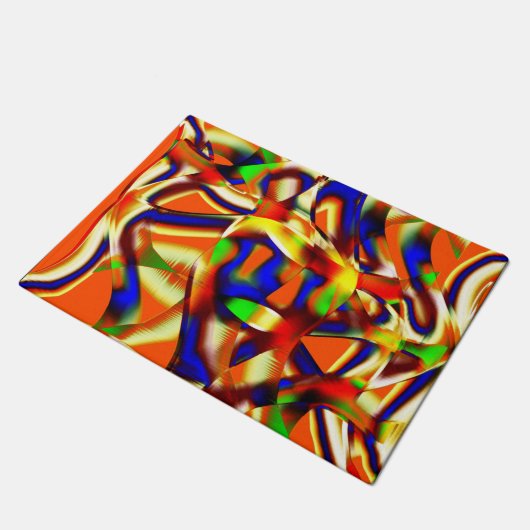 色カラフルと威厳のあるオレンジと青の戦い ドアマット (アングル)