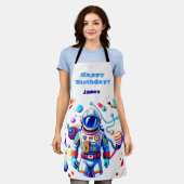 色カラフルの宇宙飛行士とはっきりした宇宙飛行士 エプロン (着用した状態)