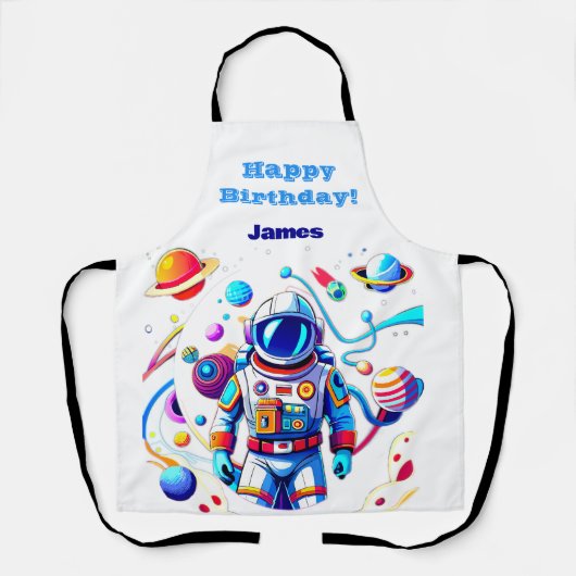 色カラフルの宇宙飛行士とはっきりした宇宙飛行士 エプロン (正面)