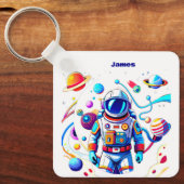 色カラフルの宇宙飛行士とはっきりした宇宙飛行士 キーホルダー (正面)