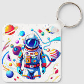 色カラフルの宇宙飛行士とはっきりした宇宙飛行士 キーホルダー (裏面)