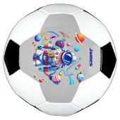 色カラフルの宇宙飛行士とはっきりした宇宙飛行士 サッカーボール (回転)