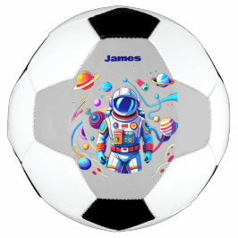 色カラフルの宇宙飛行士とはっきりした宇宙飛行士 サッカーボール