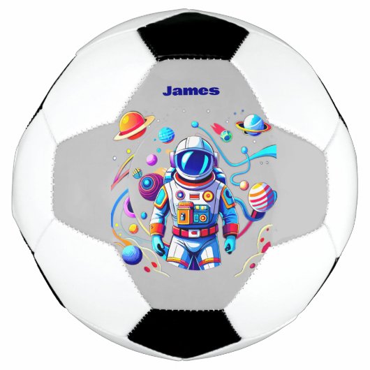 色カラフルの宇宙飛行士とはっきりした宇宙飛行士 サッカーボール (正面)