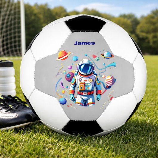 色カラフルの宇宙飛行士とはっきりした宇宙飛行士 サッカーボール