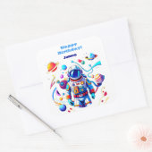 色カラフルの宇宙飛行士とはっきりした宇宙飛行士 スクエアシール (封筒)