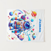 色カラフルの宇宙飛行士とはっきりした宇宙飛行士 タペストリー (正面(横))