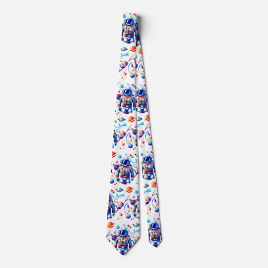 色カラフルの宇宙飛行士とはっきりした宇宙飛行士 ネクタイ (正面)