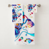 色カラフルの宇宙飛行士とはっきりした宇宙飛行士 バスタオルセット (インサイチュ)