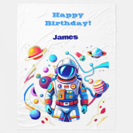 色カラフルの宇宙飛行士とはっきりした宇宙飛行士 フリースブランケット