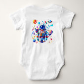 色カラフルの宇宙飛行士とはっきりした宇宙飛行士 ベビーボディスーツ (裏面)