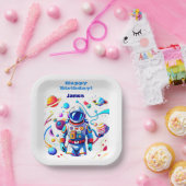 色カラフルの宇宙飛行士とはっきりした宇宙飛行士 ペーパープレート (パーティー)