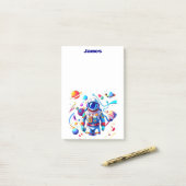 色カラフルの宇宙飛行士とはっきりした宇宙飛行士 ポストイット (デスク上)