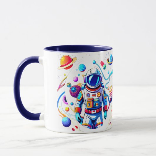 色カラフルの宇宙飛行士とはっきりした宇宙飛行士 マグカップ (左)