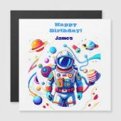色カラフルの宇宙飛行士とはっきりした宇宙飛行士 マグネット招待状 (正面/裏面)