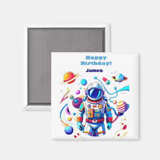 色カラフルの宇宙飛行士とはっきりした宇宙飛行士 マグネット (正面/裏面)