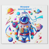 色カラフルの宇宙飛行士とはっきりした宇宙飛行士 ラッピングペーパー (フラット)