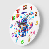 色カラフルの宇宙飛行士とはっきりした宇宙飛行士 ラージ壁時計 (傾斜)