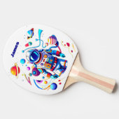 色カラフルの宇宙飛行士とはっきりした宇宙飛行士 卓球ラケット (横)