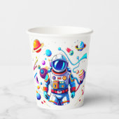 色カラフルの宇宙飛行士とはっきりした宇宙飛行士 紙コップ (裏面)