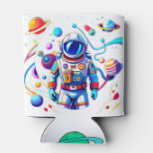 色カラフルの宇宙飛行士とはっきりした宇宙飛行士 缶クーラー (裏面)