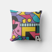 色カラフルの幾何違う形 クッション (正面)