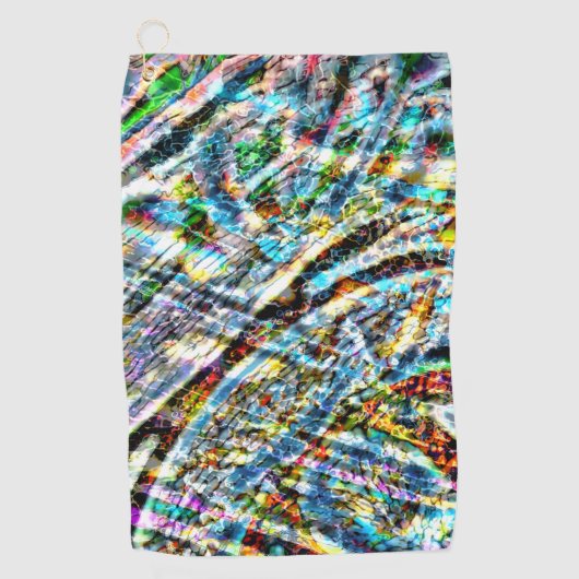 色カラフルの斑点が散らばって鮮やかいる ゴルフタオル (正面)