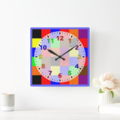 色カラフルの虹 スクエア壁時計 (ホーム)