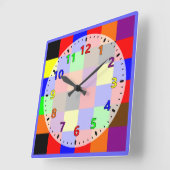 色カラフルの虹 スクエア壁時計 (傾斜)