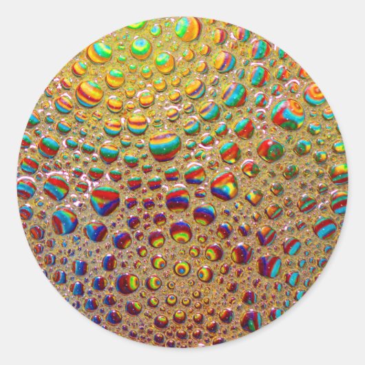 色カラフル数々ののシャボン玉アート ラウンドシール (正面)