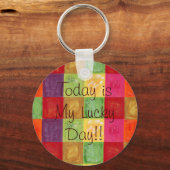 色カラフル格子パターン キーホルダー (正面)