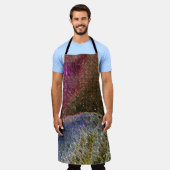 色ガラスの派手で素朴な溶けたスプラッシュ エプロン (着用した状態)