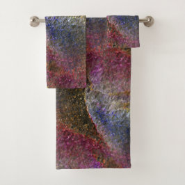 色ガラスの派手で素朴な溶けたスプラッシュ バスタオルセット