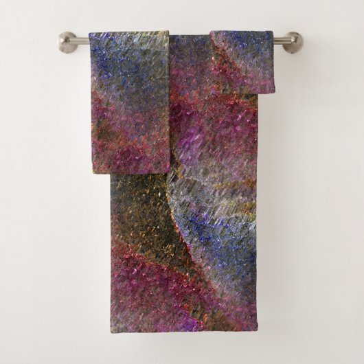 色ガラスの派手で素朴な溶けたスプラッシュ バスタオルセット (インサイチュ)