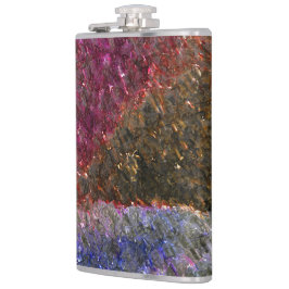 色ガラスの派手で素朴な溶けたスプラッシュ フラスク