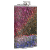 色ガラスの派手で素朴な溶けたスプラッシュ フラスク (右)