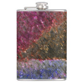 色ガラスの派手で素朴な溶けたスプラッシュ フラスク (正面)