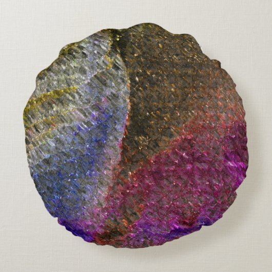 色ガラスの派手で素朴な溶けたスプラッシュ ラウンドクッション (裏面)