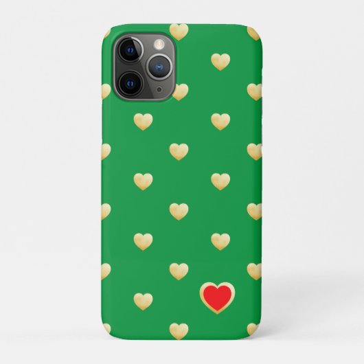 色ガーリーのゴシック金ゴールド無地のハート Case-Mate iPhoneケース (裏)