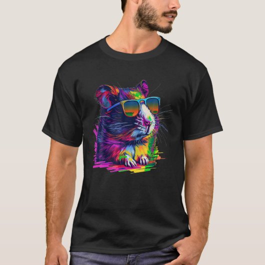 色クールのサングラス数々のouで見えるハムスター tシャツ (正面)