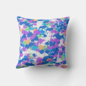 色クール抽象芸術絵を描（ばちゃばちゃ）跳ねる、ブラー クッション (裏面)