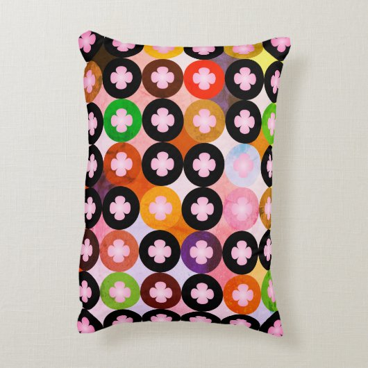 色クール数々のの円とピンク色のクローバー アクセントクッション (裏面(縦))