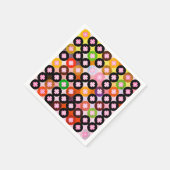 色クール数々のの円とピンク色のクローバー スタンダードカクテルナプキン (角)